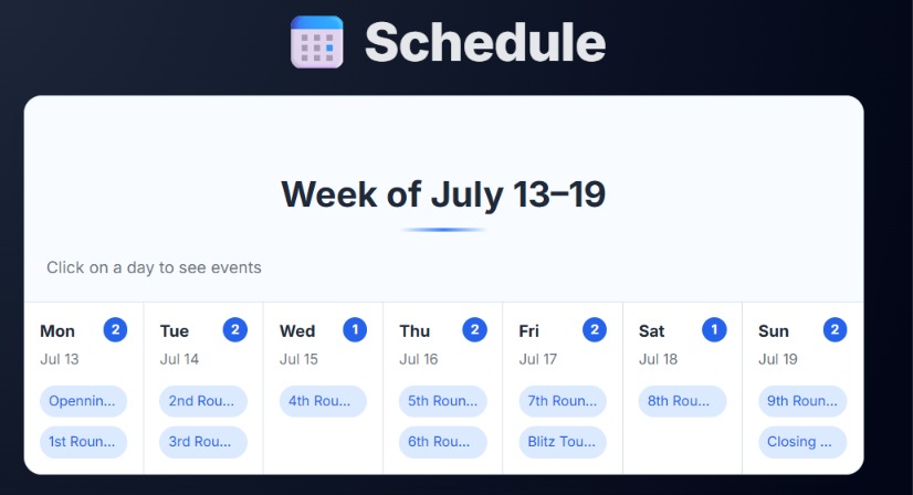 Tournament schedule and organisation